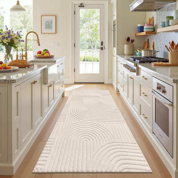 Pauwer 3x6 Area Rugs for Living Room, Modern Non Slip Washable Rug, Beige | Arch Pattern, Soft Fluffy, Neutral, Boho Accent, Solid Color Floor Carpet, For Kids Room Dining Room Nursery Entryway