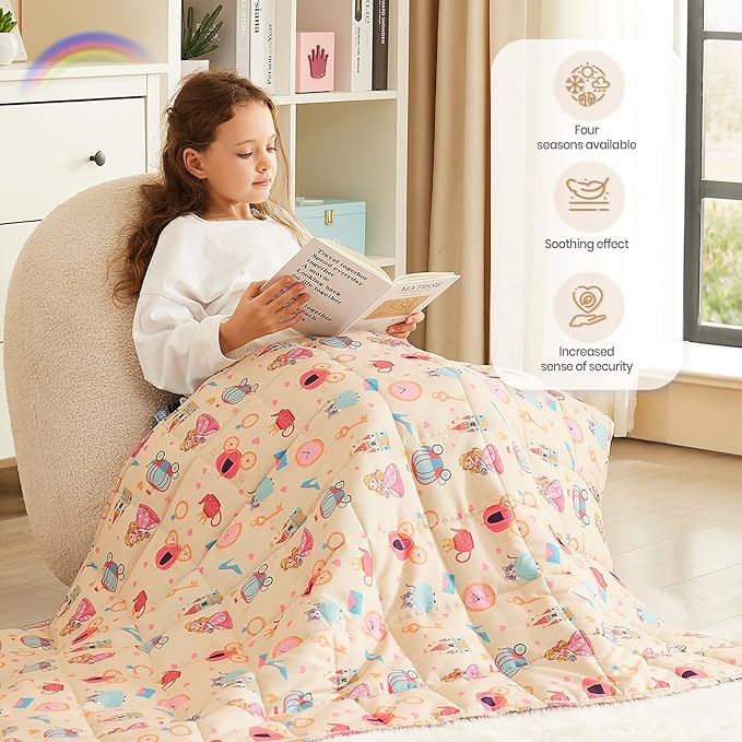 Weighted Blanket - 10 lbs Beige Princess Heavy Blanket - Small Size Breathable Lap Blanket(50"x60", 10 lbs)