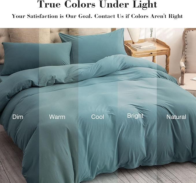PURE ERA Jersey Knit Sheet Set Solid Cerulean Blue Oversized Queen | 100% Cotton, 3 Piece Set, T Shirt Soft, Breathable, Envelope Closure Pillowcases, Hidden Zipper, 8 Ties, No Insert, Modern