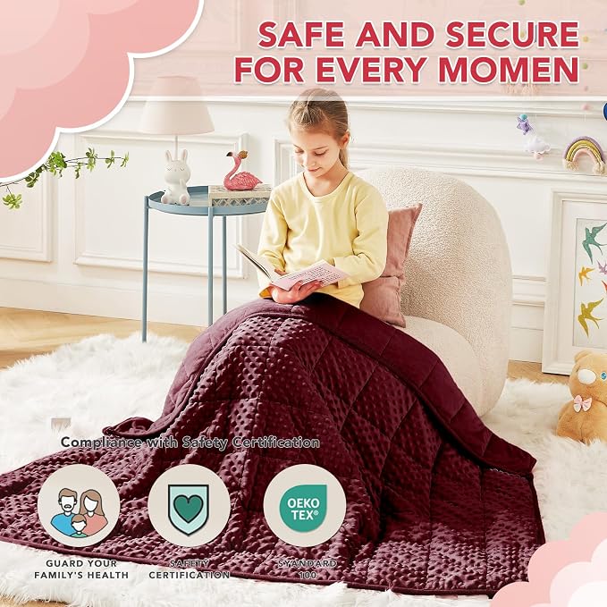 CuteKing Weighted Blanket - 40"x60" 7lbs Minky Dots Heavy Blanket with Glass Beads Soft Breathable for All-Season Summer Fall Winter Thick Comfort for Rest