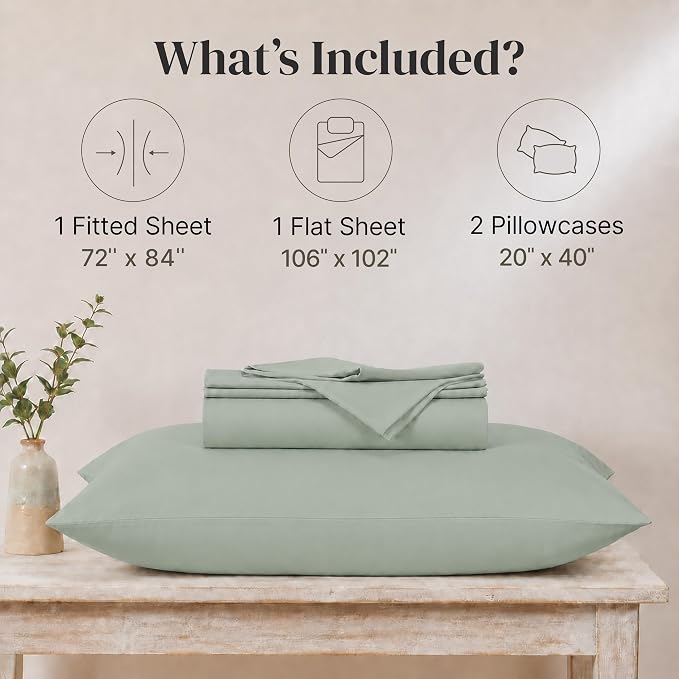 Modern Threads Soft Microfiber Solid Sheets - Luxurious Microfiber Bed Sheets - Includes Flat Sheet, Fitted Sheet with Deep Pockets, & Pillowcases Seafoam California King