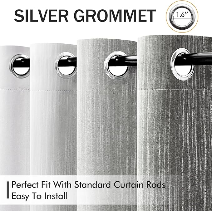 MIULEE Grey and Greyish White Ombre Blackout Curtains 52Wx54L Set of 2 | Full Room Darkening,Thermal Insulated,54 Inch Long,Grommet Drapes for Bedroom/Living Room,Modern Window Treatments