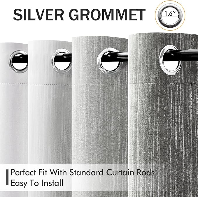 MIULEE Grey and Greyish White Ombre Blackout Curtains 52Wx63L Set of 2 | Full Room Darkening,Thermal Insulated,63 Inch Long,Grommet Drapes for Bedroom/Living Room,Modern Window Treatments