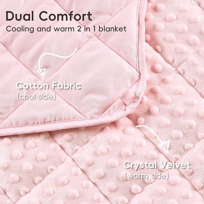 yescool Pink Weighted Blanket for Adults 10 lb, 48 * 72in Twin Full Size Heavy Throw Blanket for Teens Better Sleep