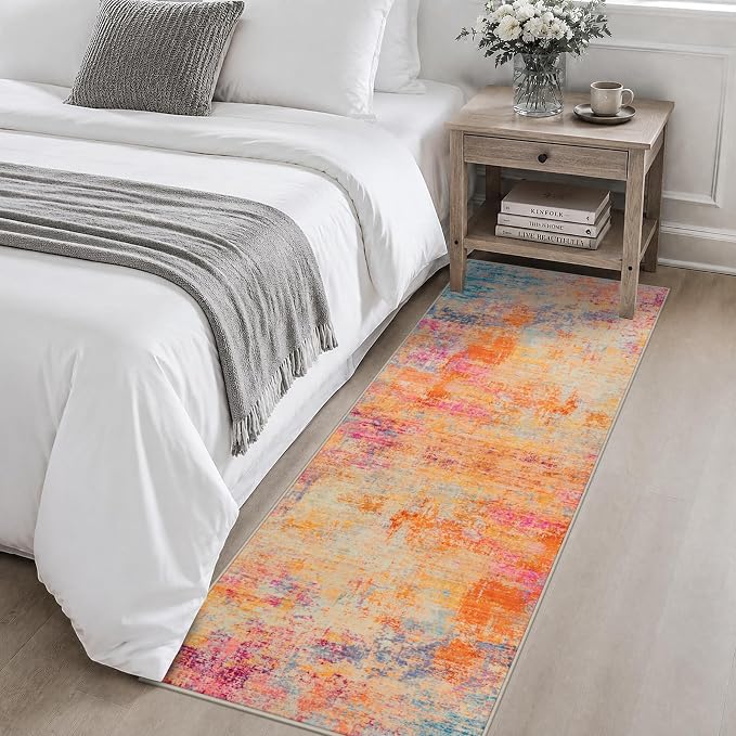2x6 Washable Runner Rug：Modern Abstract Soft Carpet Galaxy Haze | For Hallway, Bedroom, Kitchen, Laundry, Bathroom,Door Mat,Modern Abstract,Machine washable,Non-Slip,Stain Resistant,Indoor