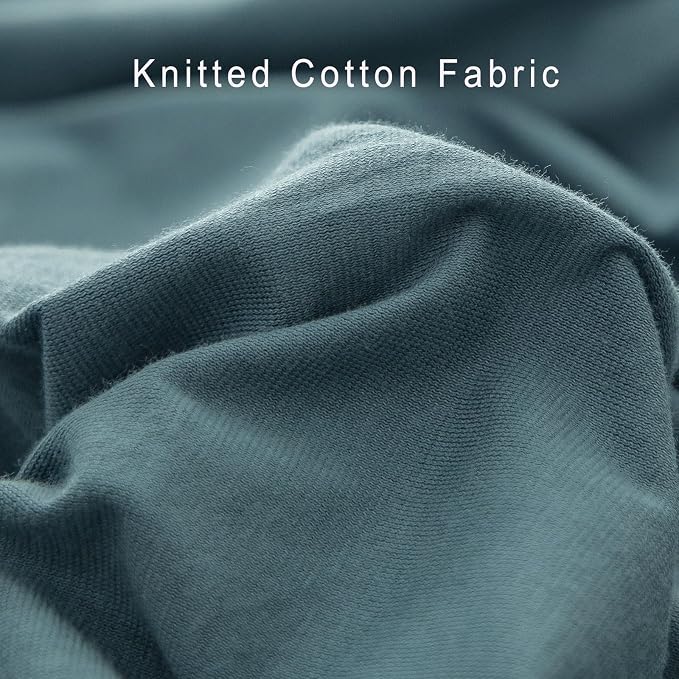 PURE ERA Jersey Knit Sheet Set Solid Cerulean Blue California King | 100% Cotton, 3 Piece Set, T Shirt Soft, Breathable, Envelope Closure Pillowcases, Hidden Zipper, 8 Ties, No Insert, Modern