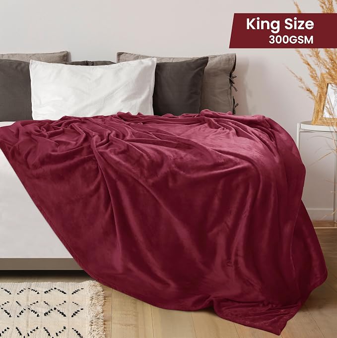 Utopia Bedding Soft Fleece Bed Blanket King Size Burgundy (90x102 Inch) | Microfiber Plush Warm Lightweight Breathable Cozy Blanket Anti-Static, All Season Use, Gift for Women and Men