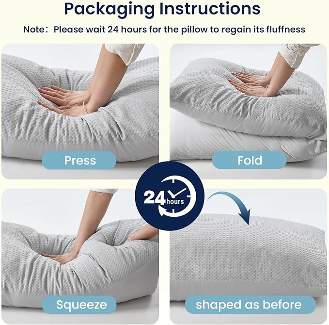 ZonLi Waffle Weave Body Pillow for Adults Side Sleeper - Memory Foam Insert Long Body Pillow 20 x 54 Inch, Gift for Men Women, Light Grey