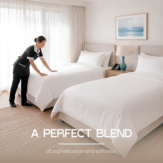 Bulk 10-Pack Hotels Twin Duvet Cover Set for Resort & Guest House, White | Commercial Bedding Set with 10 Duvet Covers (68x90") and 10 Pillow Shams (20x26") with 2" Flange. Comforter Not Included.
