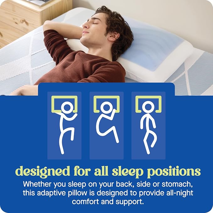Sealy Dreamlife King Size Memory Foam Cooling Pillow with SealyChill Cooling Gel, Removable Machine-Washable Cover, Made in the USA, White