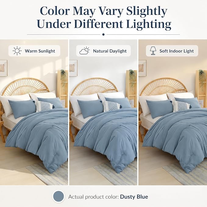 weigelia Dusty Blue Comforter Set Twin, All Season Lightweight Bedding Set | Soft Microfiber Twin Comforter Set, Machine Washable, Solid Color Bed Set (1 Comforter, 1 Pillowcase)