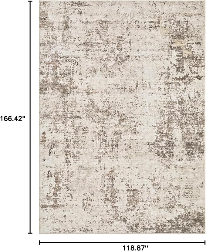 UERMEI 10x14 Washable Area Rug - Neutral Modern Abstract Living Room Rugs, Non-Slip Soft Large Indoor Floor Carpet for Bedroom Home Office & Under Dining Table Decor, Dark Brown