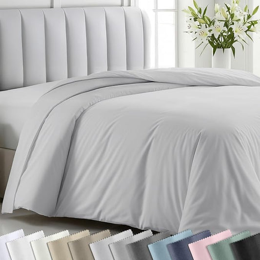 California Design Den 100% Cotton Sateen King Duvet Cover Pattern, Silver | Duvet Cover Only, Comforter Not Included, Backed by Good Housekeeping Seal, Button Closure & Corner Ties