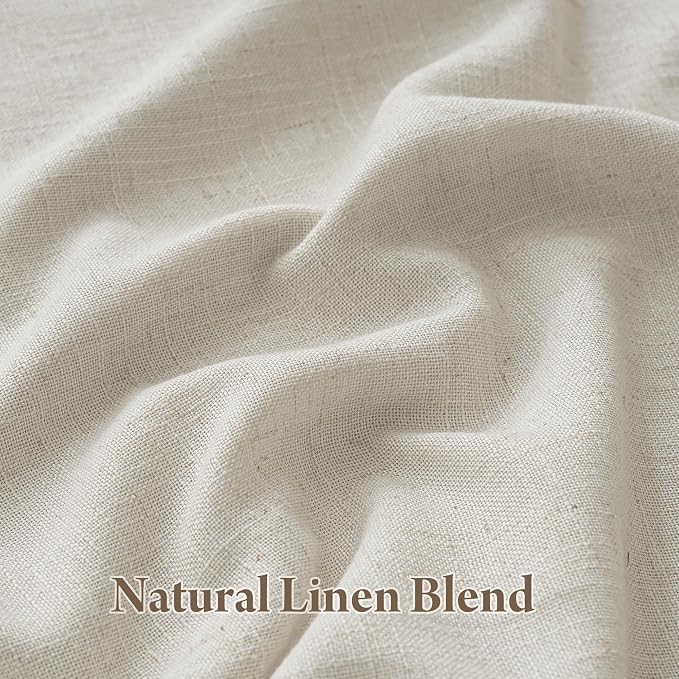 RYB HOME Natural Pinch Pleated Linen Curtains, 100% Blackout Thermal Insulated Double Layer Textured Curtains for Sliding Glass Door Picture Window, Beige, 40" W x L90 L, 2 Panels Set