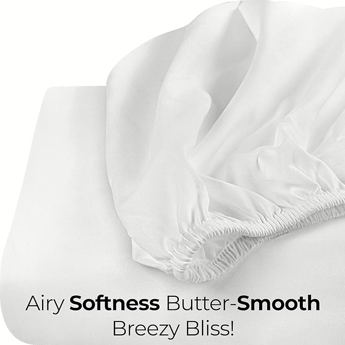 Twin XL Fitted Sheet, Ultra Soft Fits Up to 16 Inch Deep Pocket, White | Hotel Comfort, Cooling & Breathable Cotton like Polyester, Easy Fit, Wrinkle & Fade Resistant, Snug Fit, Easy Care, Oeko-Tex