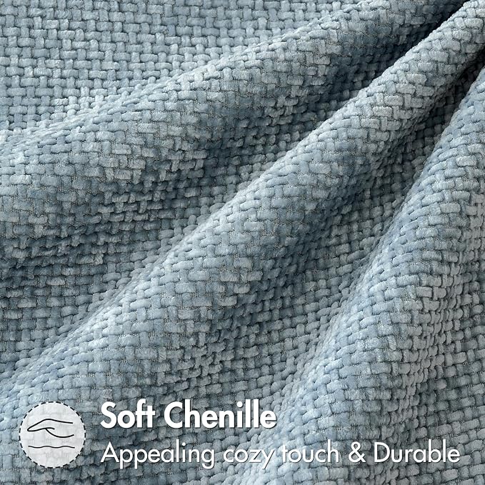 MIULEE Decorative Couch Throw Pillow Covers 18x18 Inch Coastal Blue 2 Pack | Coastal Modern Boho Accent, Soft Chenille Pillow Covers, Farmhouse Cushion Cases for Home Decor Bed Sofa Living Room