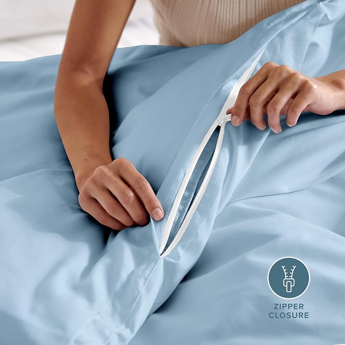 Bare Home Duvet Cover Set 1800 Ultra-Soft (Twin/Twin XL, Light Blue) | Lightweight, Cooling, Breathable, Premium 1800 Ultra-Soft, All-Season