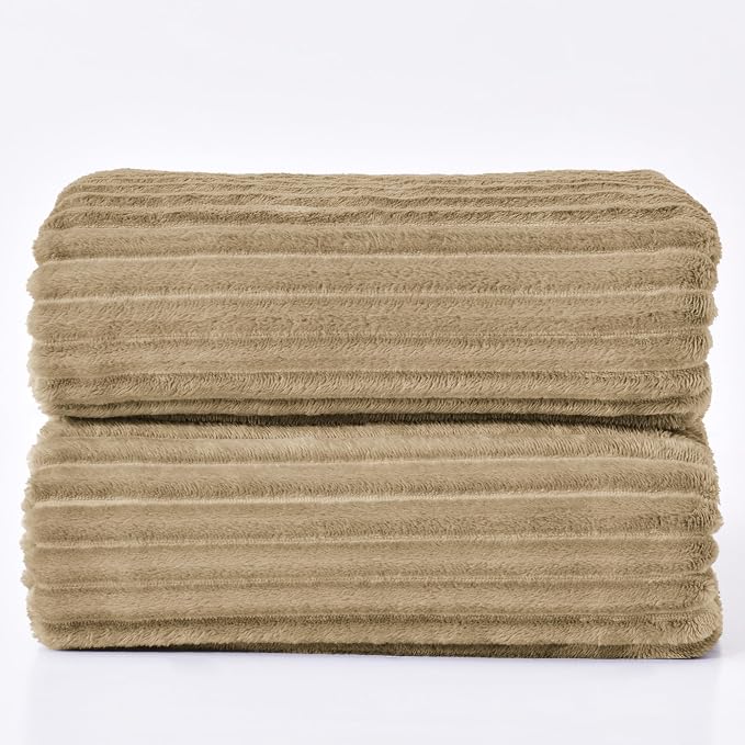 BEDELITE 3D Ribbed Jacquard Brown Blankets Queen Size for Bed, 90x90 Inch | Soft Warm Decorative Fluffy Blanket, Cozy Fuzzy Lightweight Plush Fleece Throw Blankets for Bed, Room Decor, Gift for Women