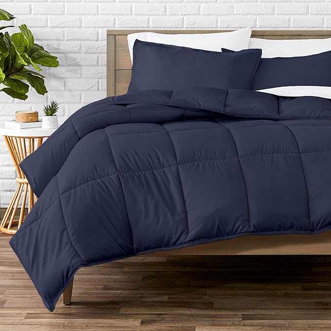 Bare Home Comforter Set - 1800 Ultra Soft (Oversized Queen, Midnight Blue) | All-Season, Breathable, Hypoallergenic, Premium 1800, Warm, Cozy