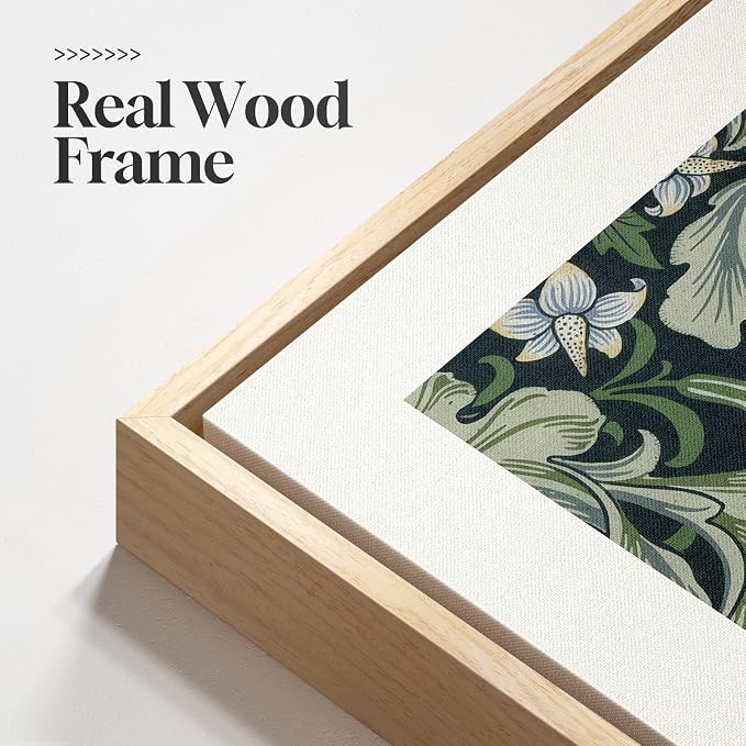 Framed William Morris Green Floral Canvas Wall Art Set of 3, 16x24 In | Fine art, Vintage, Nature, Aesthetic, Easy to hang, Waterproof, Living room/Bedroom/Office/Hallway/Wall decor