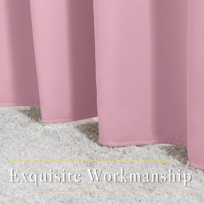 NICETOWN Crystal Pink Curtain Panels for Dining Room - Triple Weave Thermal Insulated Grommet Window Draperies and Curtains for Bedroom (Set of 2 Panels, 52 x 54 inches in Crystal Pink)
