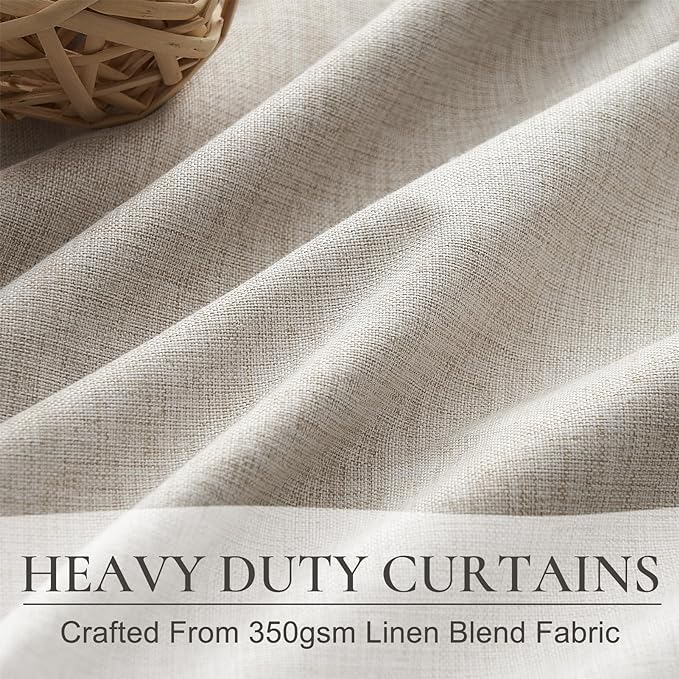 Extra Long Custom 102 Inch Curtains, 100% Blackout Curtains for Bedroom Weather Burg Thermal Insulated Noise Cancelling Pleated Heading Tape Hook Back Tab Ivory Beige Kids Boho Drapes 2 Panel Set