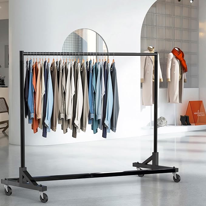 Simple Houseware Industrial Grade Z-Base Garment Rack, 63" W/500Lb, Black