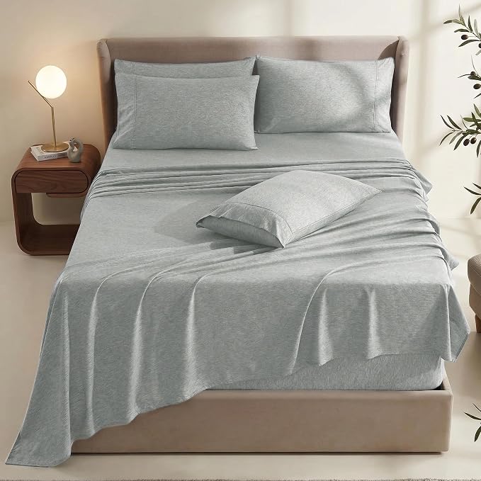 Hearth & Harbor Bed Sheets, Luxury Soft 6 Piece Bed Sheet Set Extra Deep Pocket Fitted Sheets Fits Mattress up to 21", Double Brushed Bedding Sheets & Pillowcases,
