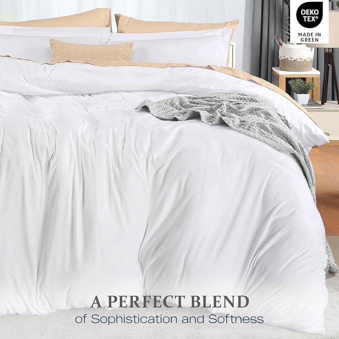 Duvet Cover King, 3 Piece Cotton Like Polyester With Zipper Closure, White | Extra Soft and Breathable, Wrinkle & Fade Resistant, Includes Duvet Cover and 2 Pillow Shams, Comforter Not Included, OekoTex