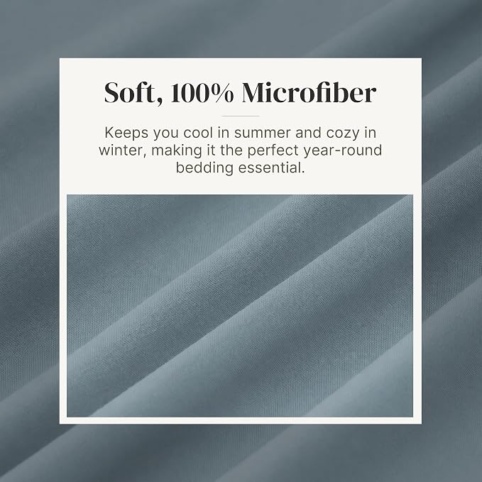 Modern Threads Soft Microfiber Solid Sheets - Luxurious Microfiber Bed Sheets - Includes Flat Sheet, Fitted Sheet with Deep Pockets, & Pillowcases Ocean Twin