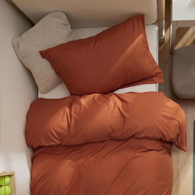 Bedsure Twin/Twin XL Duvet Cover, Double Brushed Bedding Set, Terracotta | For Kids & Adults, 68"x90" Comforter Cover, Hotel Luxury, All Season, Breathable, Easy Care, Lightweight, Zipper Closure