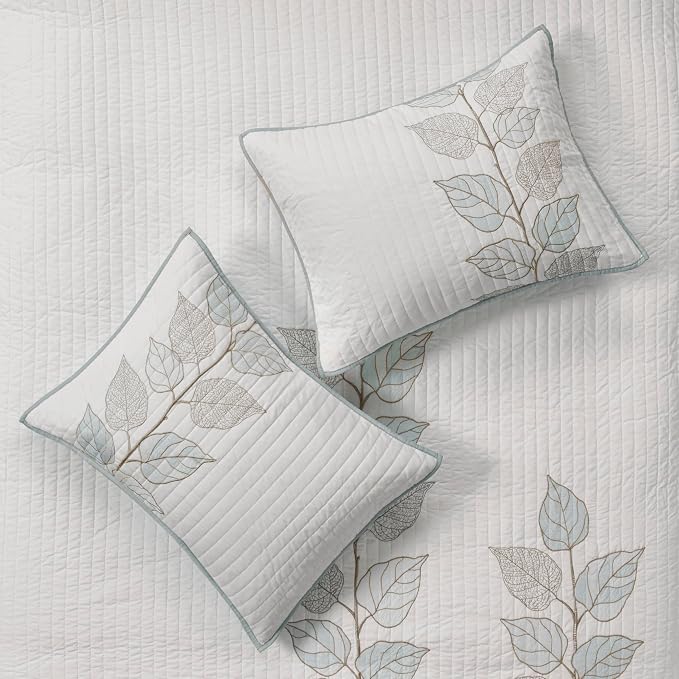 Madison Park Modern Classic Breathable Blue Queen Quilt Set, 6pc | Coverlet Lightweight Bedding Set, Machine Washable, Easy Care, Cozy, Soft, Casual, Durable