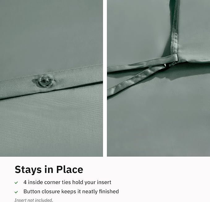 California Design Den 100% Cotton Sateen Twin XL Duvet Cover, Sage Green | Duvet Cover Only, Comforter Not Included, Backed by Good Housekeeping Seal, Button Closure & Corner Ties