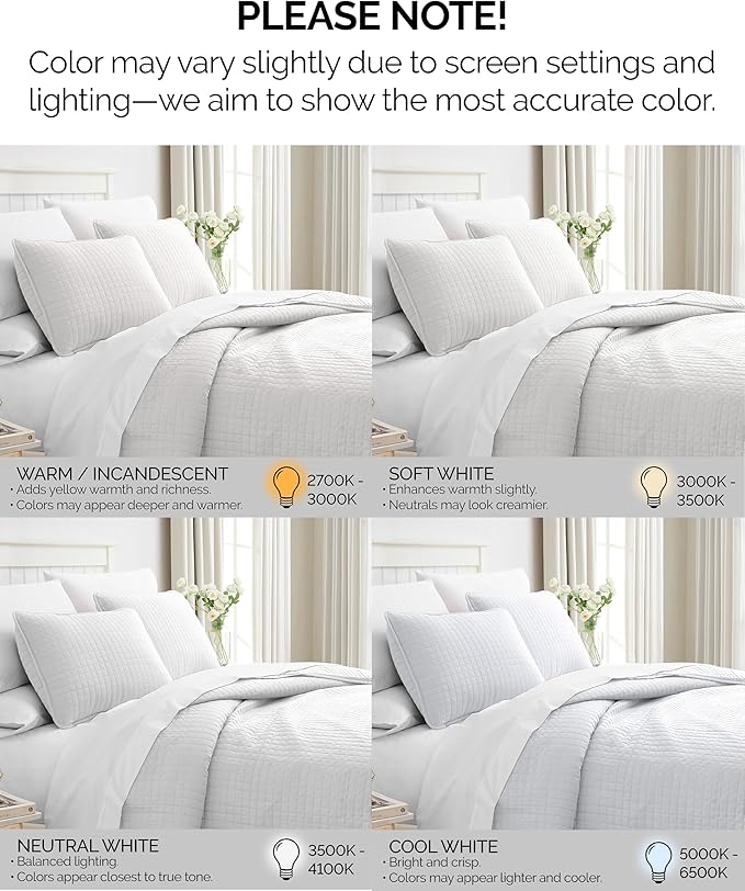 Southshore Fine Living, Inc. Oversized King Quilt Bedding Set with Shams, Lightweight White Coverlet Quilt King Size Bedspread, Luxury Bedding, Bed Spread for California Kings Mattress, White Quilts