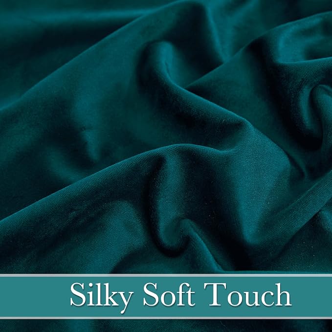 RYB HOME Teal Velvet Blackout Curtains 92 inches for Bedroom Living Room | Thermal Insulated, Privacy UV Block, Noise Reducing, Energy Saving, Luxury Window Decor for Dining Room, W52 x L92, 2 Panels