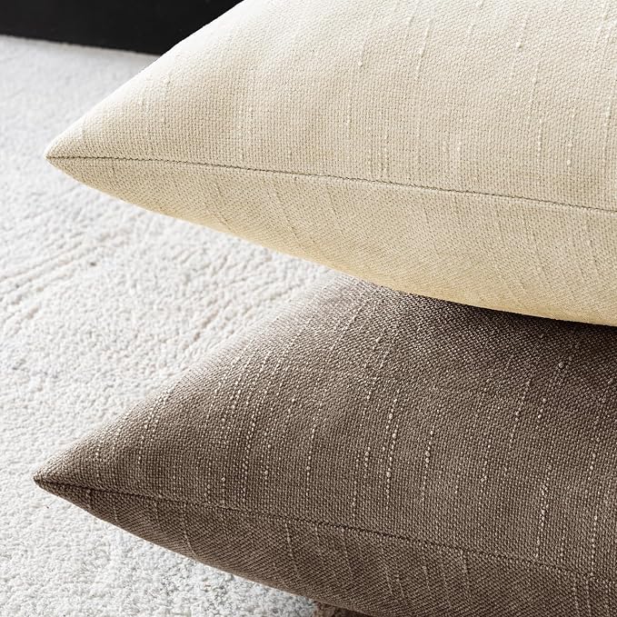 MIULEE Textured Chenille Throw Pillow Covers 18x18 Inch Taupe Grey | Pack of 2 Decorative Soft Throw Pillows, Solid Textured Cushion Covers, Modern Home Decor for Couch Sofa Bedroom Living Room