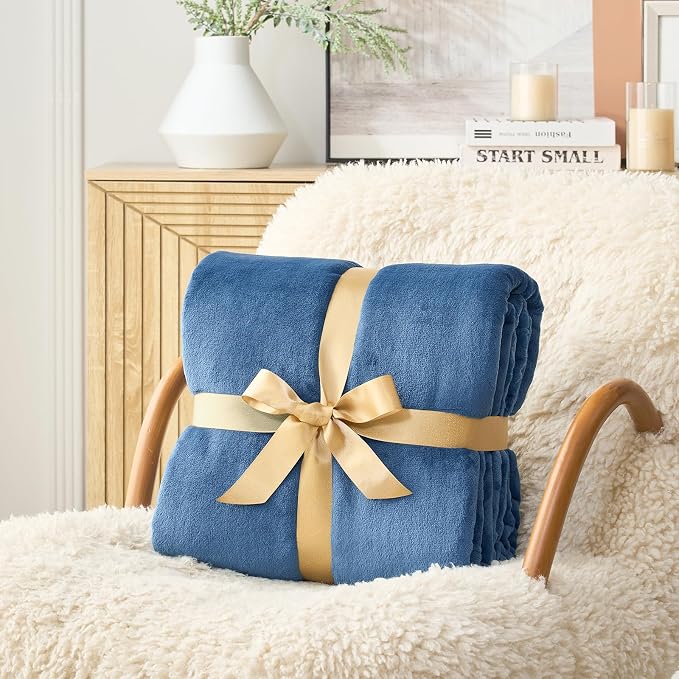 Hansleep Full Mineral Blue Fleece Blanket, Soft Flannel Bed Blanket | Fuzzy Cozy Blanket 84x90 Inches, Multi-use for Bed, Sofa, Couch, Travel, Camping, All Season Warm Lightweight Cover