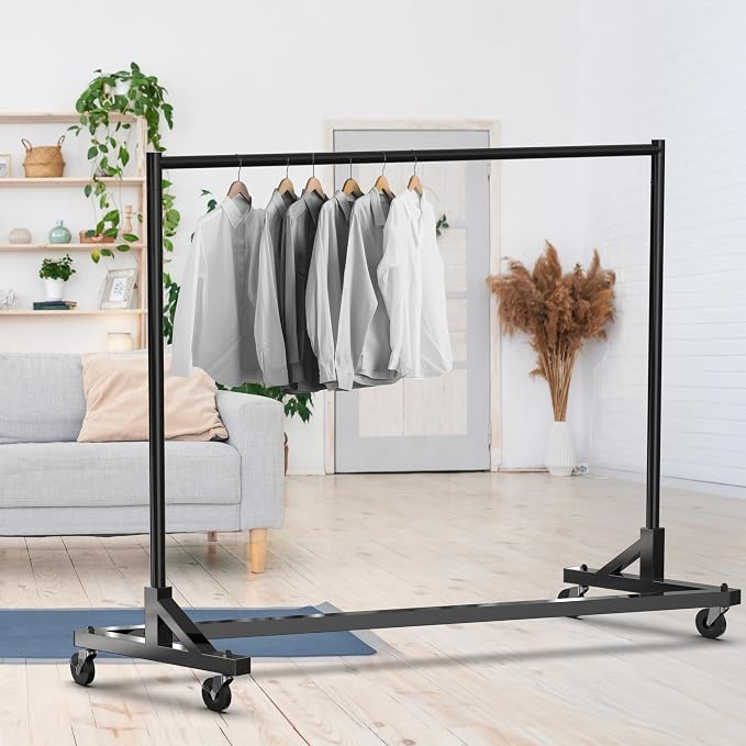 Simple Houseware Industrial Grade Z-Base Garment Rack, 63" W/500Lb, Black