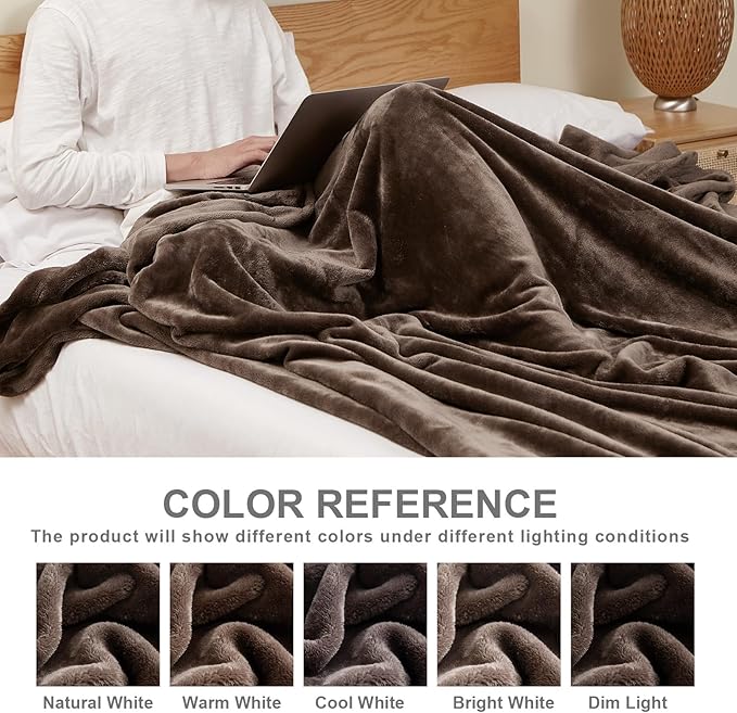 Hansleep Queen Brown Fleece Blanket, Soft Flannel Bed Blanket | Fuzzy Cozy Blanket 90x90 Inches, Multi-use for Bed, Sofa, Couch, Travel, Camping, All Season Warm Lightweight Cover