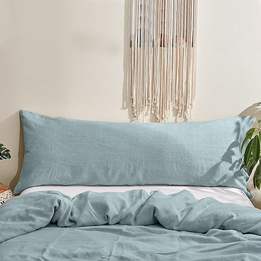Simple&Opulence Body Pillow Cover 20" x 54",100% Pure Linen, Ultra Soft and Breathable, Body Pillowcase with Envelope Closure for Adults(Dusty Blue)