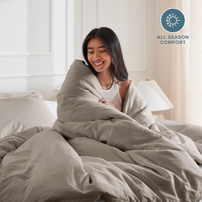 Bare Home Duvet Cover Set 1800 Ultra-Soft (King, Khaki) | Lightweight, Cooling, Breathable, Premium 1800 Ultra-Soft, All-Season