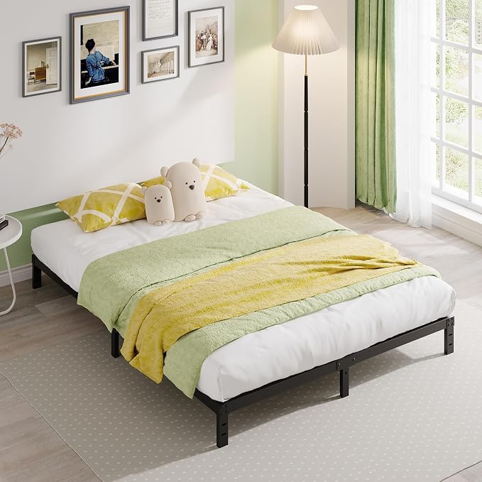 EMODA 10 Inch Full Size Bed Frame Heavy Duty Metal Platform | No Box Spring Needed, Easy Assembly Noise Free, Black