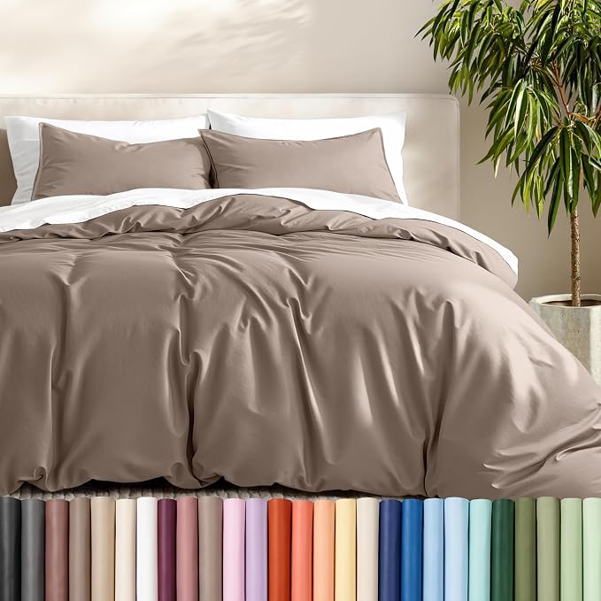 Bare Home Duvet Cover Set 1800 Ultra-Soft (Queen, Taupe) | Lightweight, Cooling, Breathable, Premium 1800 Ultra-Soft, All-Season