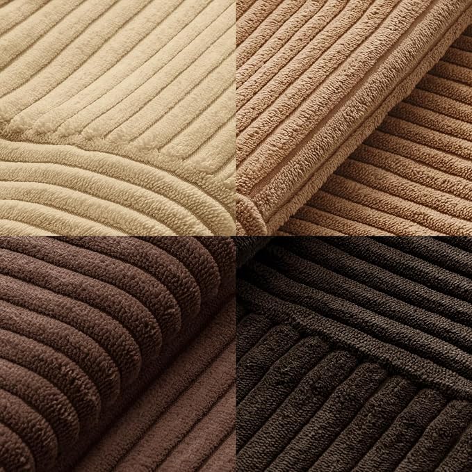 MIULEE Boho Decorative Throw Pillow Covers 20x20 Set of 4 Farmhouse Neutral Cushion Cases Gradient Corduroy Pillow Cases Modern Soft Corduroy Patchwork Home Decor for Couch Sofa Bedroom Dark Brown
