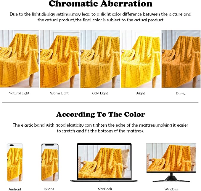 NEWCOSPLAY 3D Waffle Checkered Flannel Throw Blanket, Yellow, 50"x70" | Super Soft Cute Lightweight Decorative Premium Silky Fleece Blanket for Couch Sofa Bed, Gift for Women Men, All Season Use