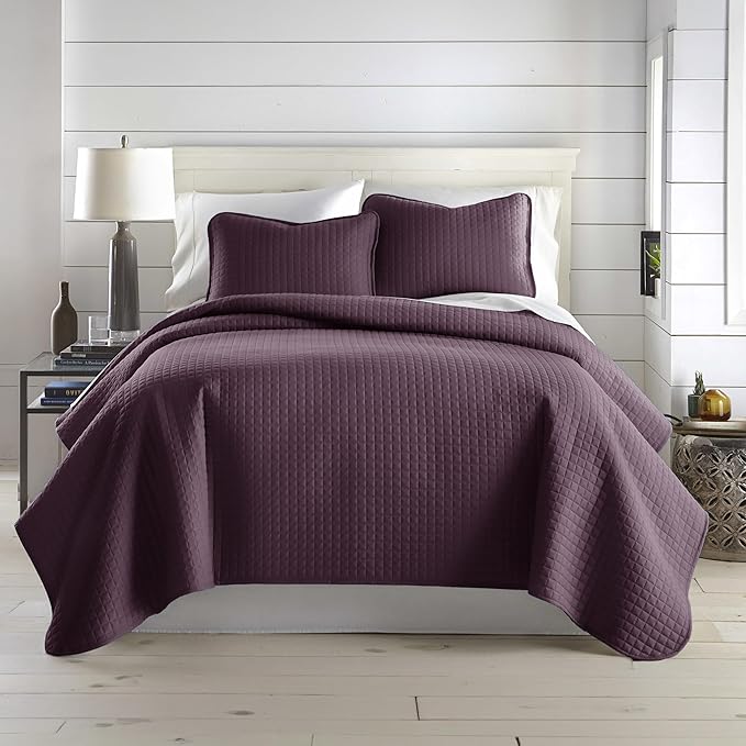Southshore Fine Living, Inc. King Size Quilt Bedding Set, Soft Brushed Microfiber, Stain and Pet Hair Resistant Bedding, California King Size Quilt Coverlet Bedspread Set w/2 Shams, Purple Quilts