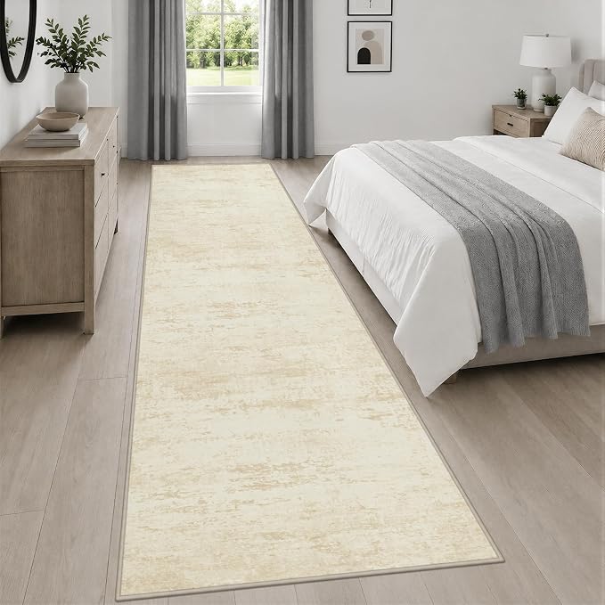 3x14 Washable Runner Rug：Modern Abstract Kitchen Soft Carpet Beige | For Hallway, Bedroom, Kitchen, Laundry, Bathroom,Door Mat,Modern Abstract,Machine washable,Non-Slip,Stain Resistant,Indoor