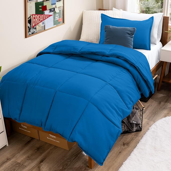 Bare Home Comforter Set - 1800 Ultra Soft (Twin/Twin XL, Medium Blue) | All-Season, Breathable, Hypoallergenic, Premium 1800, Warm, Cozy