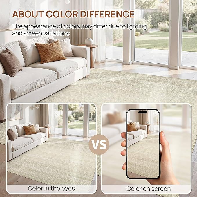 UERMEI 6x9 Washable Area Rug - Neutral Modern Abstract Living Room Rugs, Non-Slip Soft Large Indoor Floor Carpet for Bedroom Home Office & Under Dining Table Decor, Brown/Beige