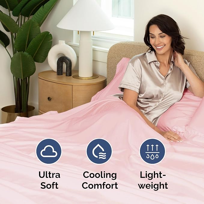 King Flat Sheet - Single Top Flat Sheet Only - Soft & Cooling - Baby Pink | Hotel Luxury Top Flat Sheet Only, Ultra-Soft, Breathable & Cooling, Fade & Wrinkle Free, Easy-Care, Stain & Shrink Resistant